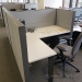 Teknion Grey System Furniture Cubicle Workstation, White Surface